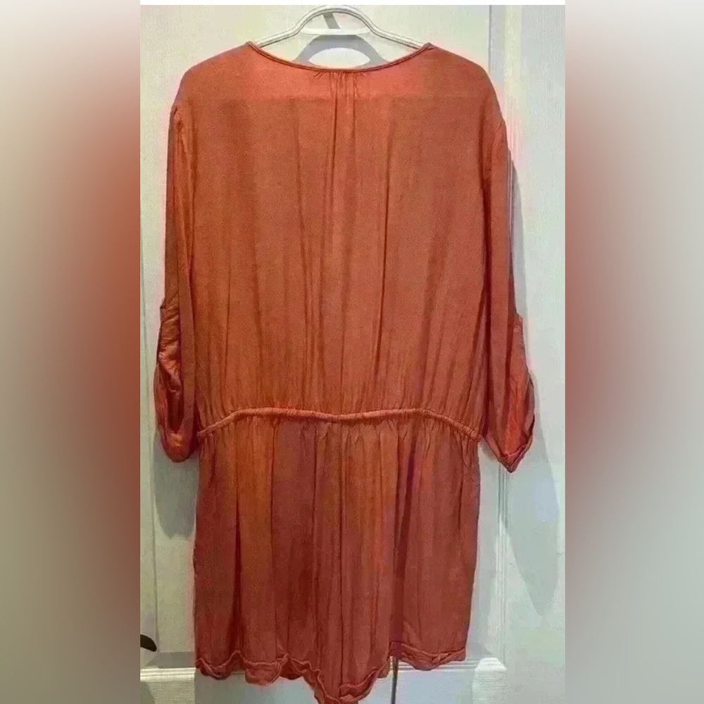 LA VIE EN ROSE Blush/Pale Coral Collared Jumpsuit with Rolled Sleeves - Picture 6 of 10